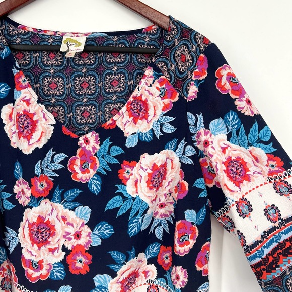 Fig and & Flower Plus Size 1X Floral Bohemian Blouse Shirt Top - Picture 3 of 8